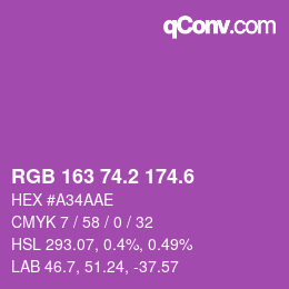 カラーコード: RGB 163 74.2 174.6 | qconv.com