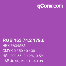 カラーコード: RGB 163 74.2 179.6 | qconv.com