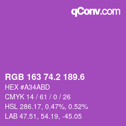 カラーコード: RGB 163 74.2 189.6 | qconv.com