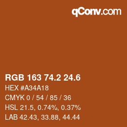 カラーコード: RGB 163 74.2 24.6 | qconv.com
