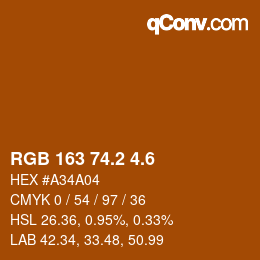 カラーコード: RGB 163 74.2 4.6 | qconv.com