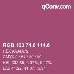 カラーコード: RGB 163 74.6 114.6 | qconv.com