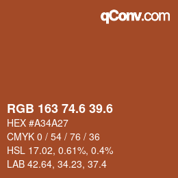 カラーコード: RGB 163 74.6 39.6 | qconv.com