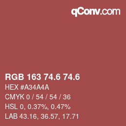 カラーコード: RGB 163 74.6 74.6 | qconv.com