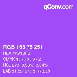 カラーコード: RGB 163 75 251 | qconv.com