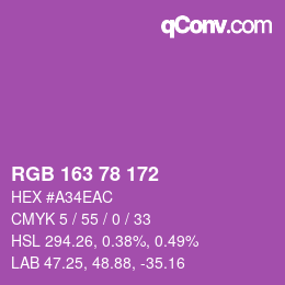 Color code: RGB 163 78 172 | qconv.com