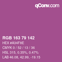Color code: RGB 163 79 142 | qconv.com