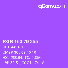 Color code: RGB 163 79 255 | qconv.com