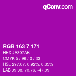 Color code: RGB 163 7 171 | qconv.com