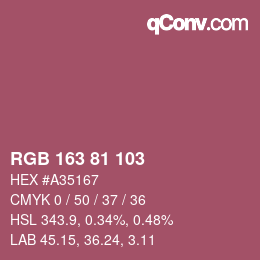 Color code: RGB 163 81 103 | qconv.com