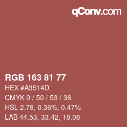 カラーコード: RGB 163 81 77 | qconv.com