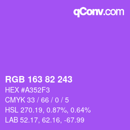 Color code: RGB 163 82 243 | qconv.com