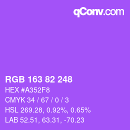 Color code: RGB 163 82 248 | qconv.com