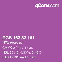 Color code: RGB 163 83 161 | qconv.com