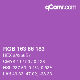 カラーコード: RGB 163 86 183 | qconv.com