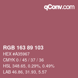 Color code: RGB 163 89 103 | qconv.com