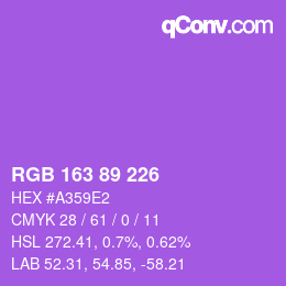 カラーコード: RGB 163 89 226 | qconv.com