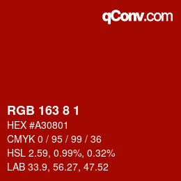 Color code: RGB 163 8 1 | qconv.com