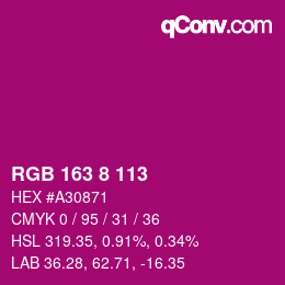Color code: RGB 163 8 113 | qconv.com
