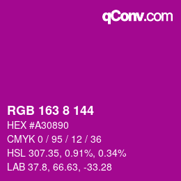 Color code: RGB 163 8 144 | qconv.com