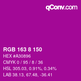 Color code: RGB 163 8 150 | qconv.com