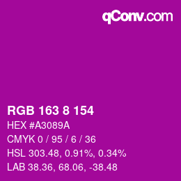 Color code: RGB 163 8 154 | qconv.com