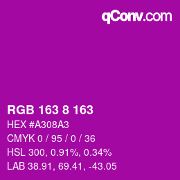 カラーコード: RGB 163 8 163 | qconv.com