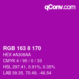 カラーコード: RGB 163 8 170 | qconv.com