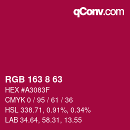 Color code: RGB 163 8 63 | qconv.com