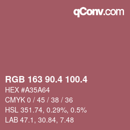 カラーコード: RGB 163 90.4 100.4 | qconv.com