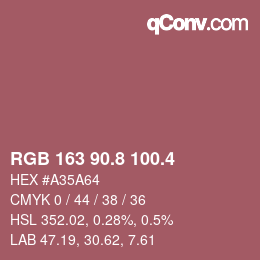 カラーコード: RGB 163 90.8 100.4 | qconv.com