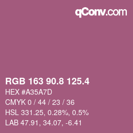 カラーコード: RGB 163 90.8 125.4 | qconv.com