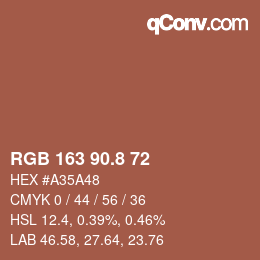 カラーコード: RGB 163 90.8 72 | qconv.com