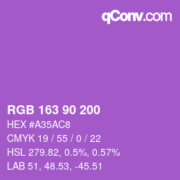 颜色代码: RGB 163 90 200 | qconv.com