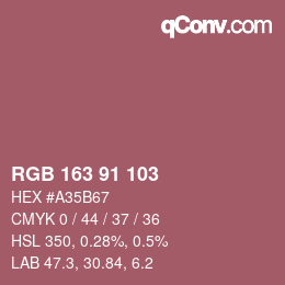 Color code: RGB 163 91 103 | qconv.com