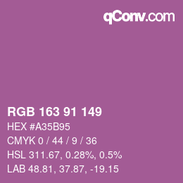 Color code: RGB 163 91 149 | qconv.com