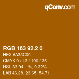 Color code: RGB 163 92.2 0 | qconv.com
