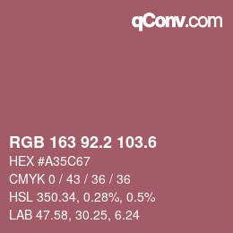 カラーコード: RGB 163 92.2 103.6 | qconv.com