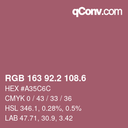 カラーコード: RGB 163 92.2 108.6 | qconv.com