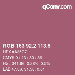 カラーコード: RGB 163 92.2 113.6 | qconv.com