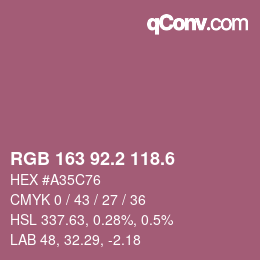 カラーコード: RGB 163 92.2 118.6 | qconv.com