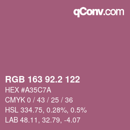 カラーコード: RGB 163 92.2 122 | qconv.com