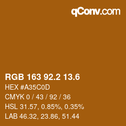 カラーコード: RGB 163 92.2 13.6 | qconv.com