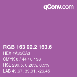 カラーコード: RGB 163 92.2 163.6 | qconv.com