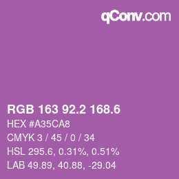 カラーコード: RGB 163 92.2 168.6 | qconv.com