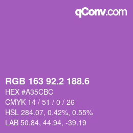 カラーコード: RGB 163 92.2 188.6 | qconv.com