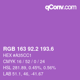 カラーコード: RGB 163 92.2 193.6 | qconv.com