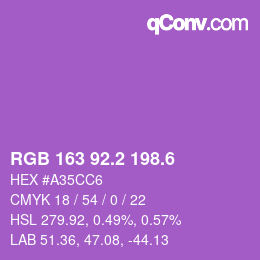 カラーコード: RGB 163 92.2 198.6 | qconv.com