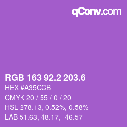 カラーコード: RGB 163 92.2 203.6 | qconv.com