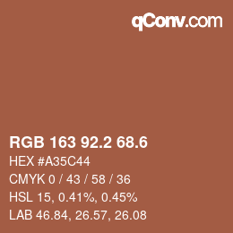 カラーコード: RGB 163 92.2 68.6 | qconv.com